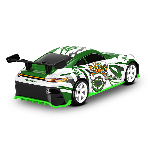 Р/у машина для дрифта,1:18, подсветка днища/фар, запасн. колеса, конусы,цвет белый с зелен.,с аккум, в бел.гофрокор. 34*20,5*17,5см в Джамбо Тойз #4