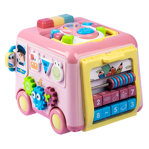ТМ "Smart Baby" Развивающая игрушка "Автобус" цвет розовый, Шаинский, 57 звуков, стихов, мелодий, песен. Сказки и загадки. Свет, звук, регулирующаяся громкость, в/к 31х22,5х23,5 см в Джамбо Тойз #5