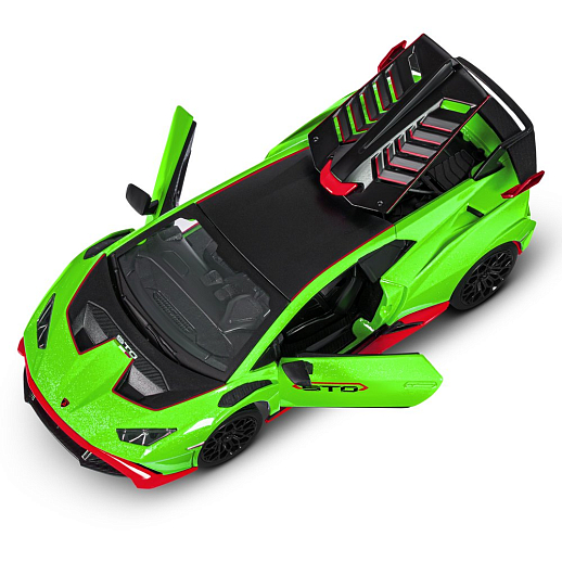 ТМ "Автопанорама" Машинка металлическая, 1:32 Lamborghini STO, зеленый, принт, откр. двери и багажник, свет, звук, инерция, в/к 17,5*12,5*6,5 см в Джамбо Тойз #15