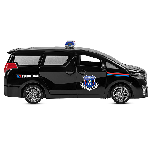 Р/у микроавтобус, двери-купе открываются с пульта, свет фар, передние двери/дверь багажника откр. вручную, цвет черный, Полиция, в/к 28*12*11см в Джамбо Тойз #7