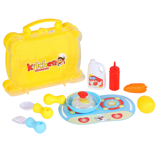 Набор "Игрушечная посуда, столовые приборы, игрушечные продукты", в  чемодане 15,5*18,5*5 см в Джамбо Тойз