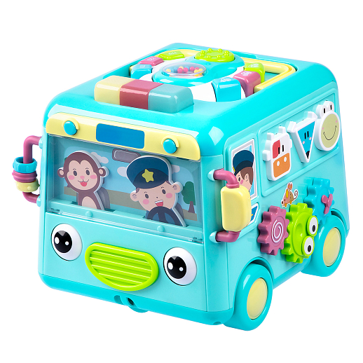 ТМ "Smart Baby" Развивающая игрушка "Автобус" цвет бирюзовый, Шаинский, 57 звуков, стихов, мелодий, песен. Сказки и загадки. Свет, звук, регулирующаяся громкость, в/к 31х22,5х23,5 см в Джамбо Тойз #3