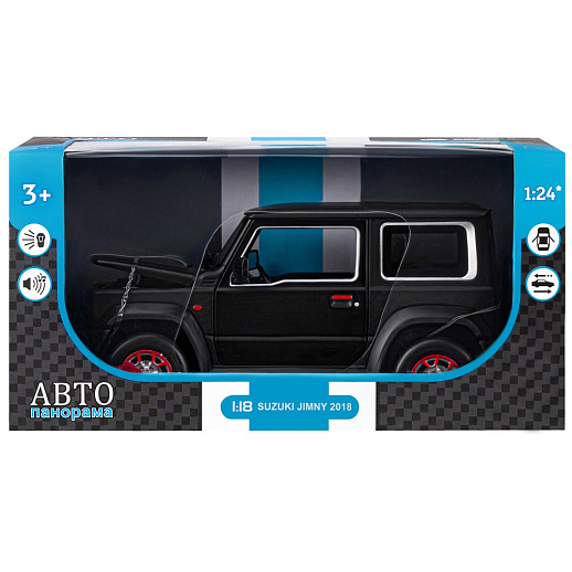 ТМ "Автопанорама" Машинка металлическая, 1:18, Suzuki Jimny, черный, открываются двери, капот и багажник, свободный ход колес, световые и звуковые эффекты, в/к 24,5х12,5х10,5 см в Джамбо Тойз #4
