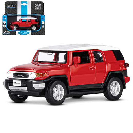 ТМ "Автопанорама" Машинка металлическая  1:32 Toyota FJ Cruiser, красный, свет, звук, откр. двери, инерция, в/к 17,5*13,5*9 см в Джамбо Тойз
