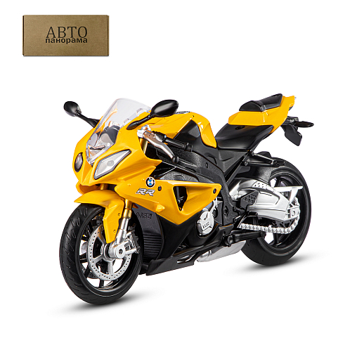ТМ "Автопанорама" Мотоцикл металл. 1:12 BMW S1000RR, желтый, свободный ход колес, в/к 22,6*12,7*7,2 см в Джамбо Тойз