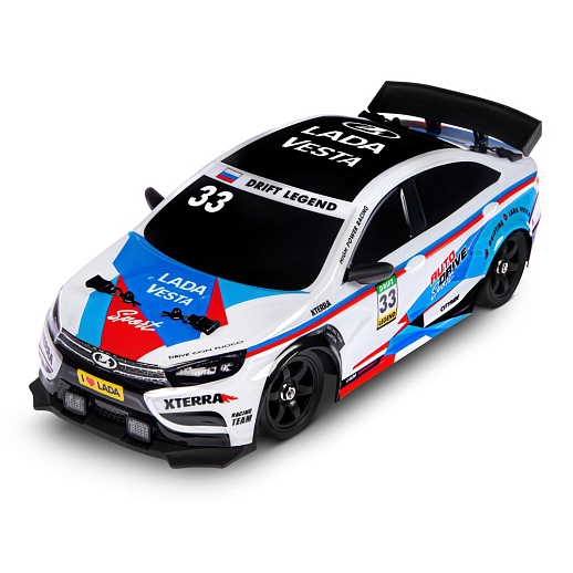 AUTODRIVE Р/У Машина для дрифта LADA Vesta с паром,1:16,2.4GHz,4WD,запасн.колеса 4шт.,свет,с аккум,в/к 31*15*15см в Джамбо Тойз #14