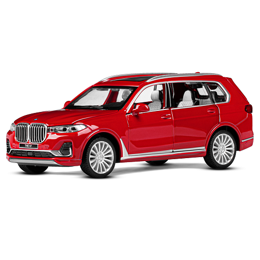ТМ "Автопанорама" Машинка металлическая 1:32 BMW X7, красный, свет, звук, откр. четыре двери, капот и багажник, инерция, в/к 18*13,5*9 см в Джамбо Тойз #2