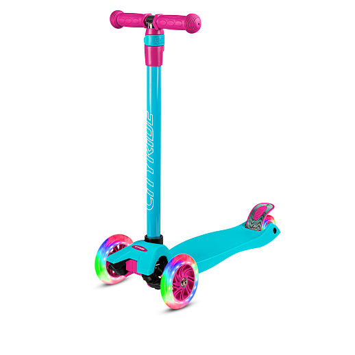 Самокат трехколесный CityRide, пакет, Дека: PP+нейлон, колеса PU 120/76 свет, руль  металл телеск., цвет светло-зеленый в Джамбо Тойз #8