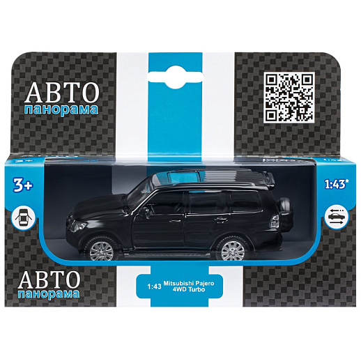 ТМ "Автопанорама" Машинка металлическая 1:43 Mitsubishi Pajero 4WD Turbo, черный, откр. двери, инерция, в/к 17,5*12,5*6,5 см в Джамбо Тойз #4