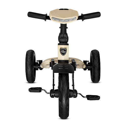 Детский трехколесный велосипед "CITYRIDE LUNAR 2.0". Пятиугольная рама, сиденье 360, складная крыша D600, подножки, надув.колеса 12/10, багажник, сумочка, фара. Цвет бежевый в Джамбо Тойз #7