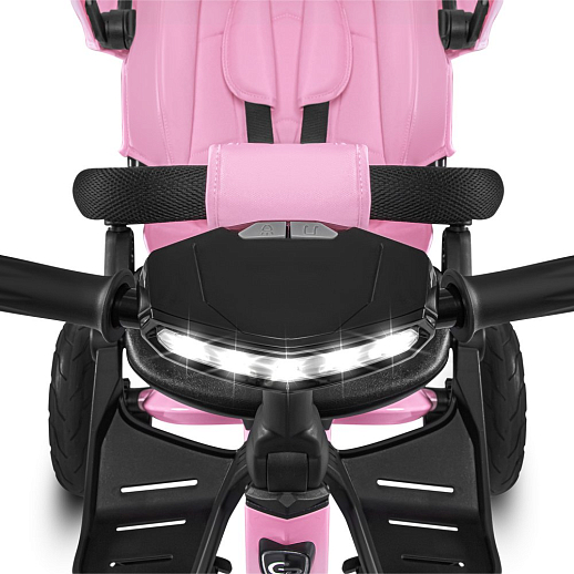 Детский трехколесный велосипед "CITYRIDE LUNAR 2.0". Пятиугольная рама, сиденье 360, складная крыша D600, подножки, надув.колеса 12/10, багажник, сумочка, фара. Цвет розовый в Джамбо Тойз #20