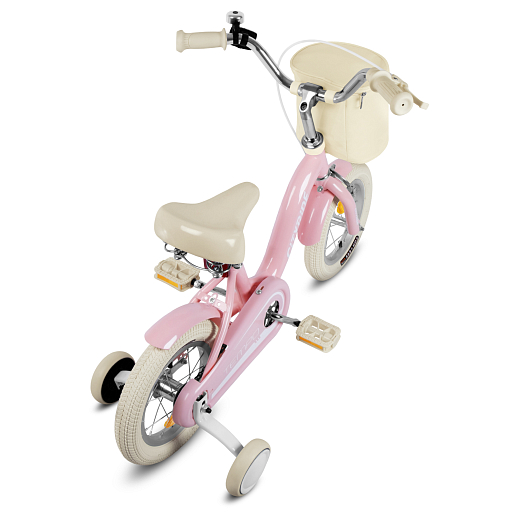Велосипед CITYRIDE 12", модель CR-B2-09F4, рама сталь, обода алюминий, седло с пружинами, ножной тормоз, багажник, корзина, балансирные колёса, цвет розовый в Джамбо Тойз #3