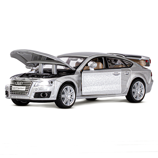 ТМ "Автопанорама" Машинка металлическая 1:32 Audi A7, серебряный, свет, звук, откр. двери, капот и багажник, инерция, в/к 17,5*13,5*9 см в Джамбо Тойз #6