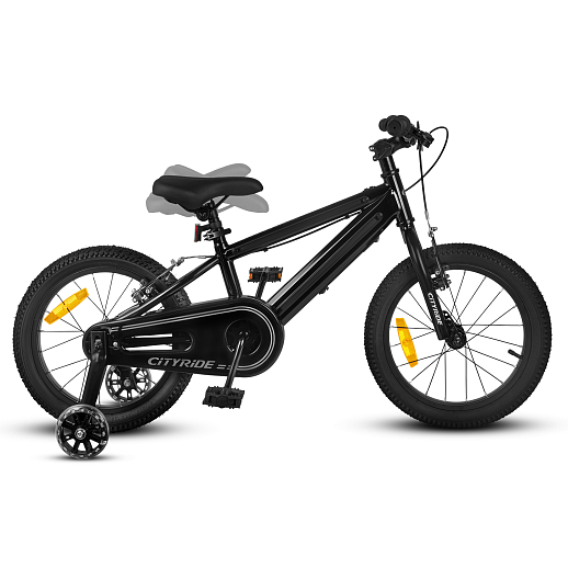 Велосипед двухколесный CITYRIDE, модель CR-B2-10FU, рама сталь, колеса алюминий 16", v-brake тормоза, встроенная в раму подсветка, балансирные колёса, цвет чёрный в Джамбо Тойз #4