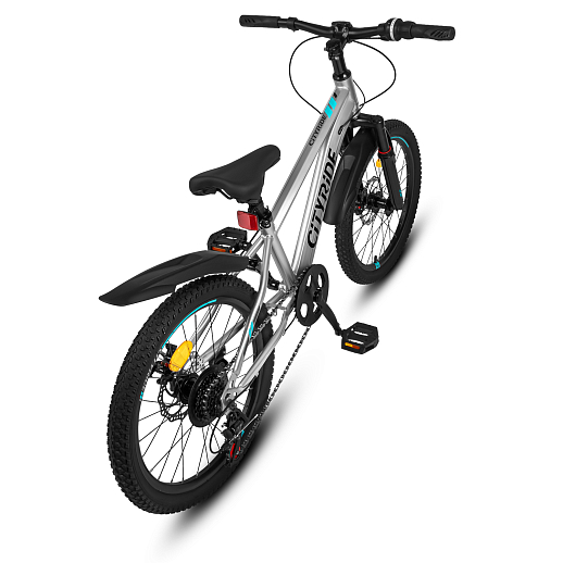 Велосипед CITYRIDE 20", модель CR-B2-12F2, рама сталь, обода двойные алюминий, трансмиссия 1*6 ск, амортизационная вилка, дисковые мех. тормоза цвет чёрный в Джамбо Тойз #4