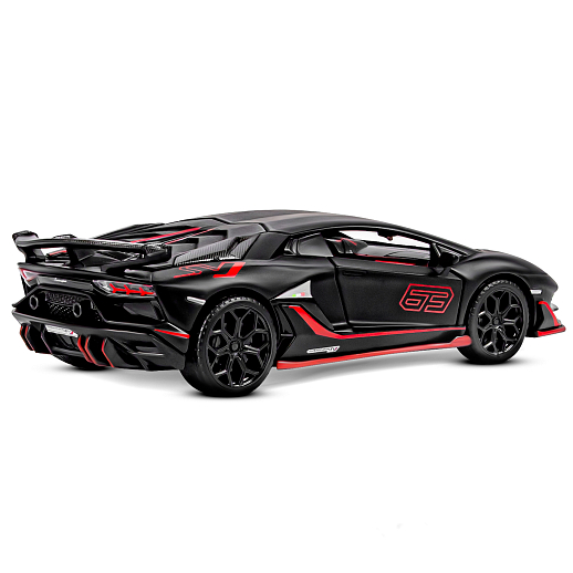 ТМ "Автопанорама" Машинка металлическая, 1:32 Lamborghini SVJ, черный матовый, откр. двери и багажник, свет, звук, инерция, в/к 17,5*12,5*6,5 см в Джамбо Тойз #9