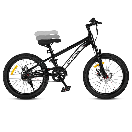 Велосипед двухколёсный CITYRIDE, модель CR-B2-12B, колеса 20", рама сталь, дисковые мех. тормоза, амортизационная вилка, обода сталь, цвет чёрный в Джамбо Тойз #10