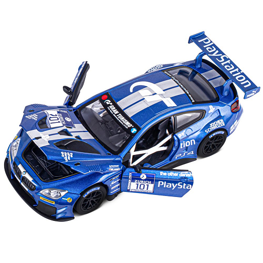 ТМ "Автопанорама" Машинка металлическая, 1:24, BMW M6 GT3, синий, откр. двери и капот, свет, звук, свободный ход колес, в/к 24,5 х 12,5 х 10,5 см в Джамбо Тойз #13