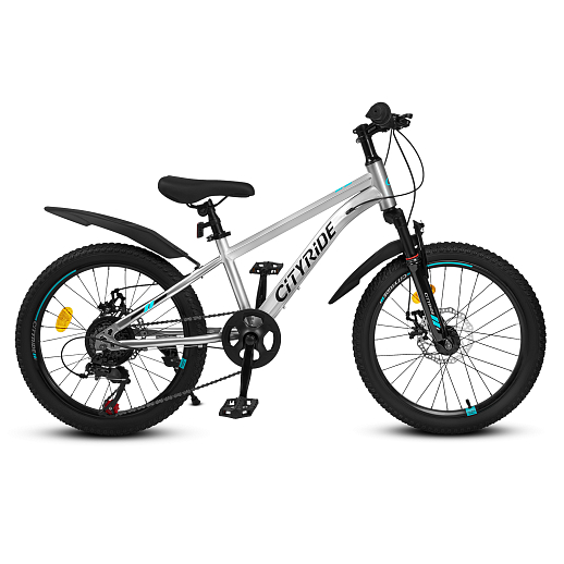Велосипед CITYRIDE 20", модель CR-B2-12F2, рама сталь, обода двойные алюминий, трансмиссия 1*6 ск, амортизационная вилка, дисковые мех. тормоза цвет чёрный в Джамбо Тойз #3