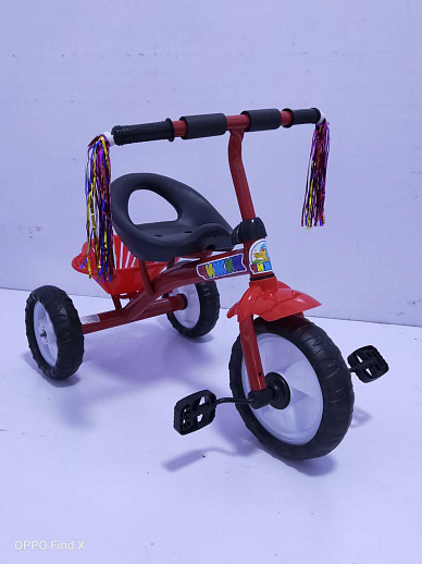 Детский трехколесный велосипед "Чижик" на пластиковых колесах. Корзинка сзади. Дождик. Инд.коробка. Цвет красный в Джамбо Тойз