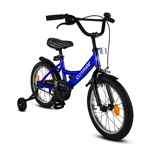 Детский велосипед "City-Ride Tempo" -рама сталь, диски сталь 16, покрышки 2,125 задние ножные тормоза, передний тормоз, звоночек, крылья пластик, страховочные колеса в Джамбо Тойз