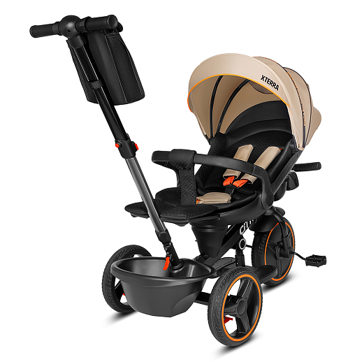 Трехколесные велосипед CITYRIDE, металл,  колеса PVC 12"/10", попрот. наколон. Сиденье с крышей,  род ручка, наклон руль, функц. фара, тормоз, корзинка в Джамбо Тойз #3