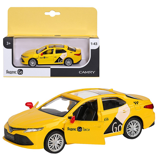 Яндекс Go Машинка металлическая 1:43 Toyota Camry, желтый, инерция, откр. двери, 17,5*12,5*6,5 см в Джамбо Тойз