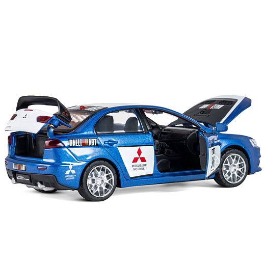 ТМ "Автопанорама" Машинка металлическая 1:32  Mitsubishi Lancer Evolution, синий, откр. двери, капот и  багажник, свет, звук, инерция, в/к 17,5*13,5*9 см в Джамбо Тойз #13