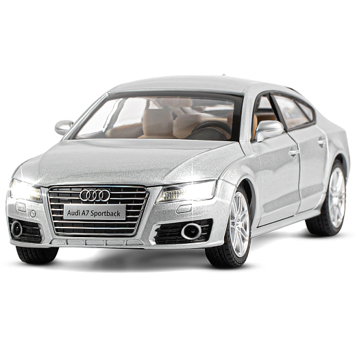 ТМ "Автопанорама" Машинка металлическая 1:24 Audi A7, серебряный, откр. двери, капот и багажник, свет, звук, свободный ход колес, в/к 24,5*12,5*10,5 см в Джамбо Тойз #4