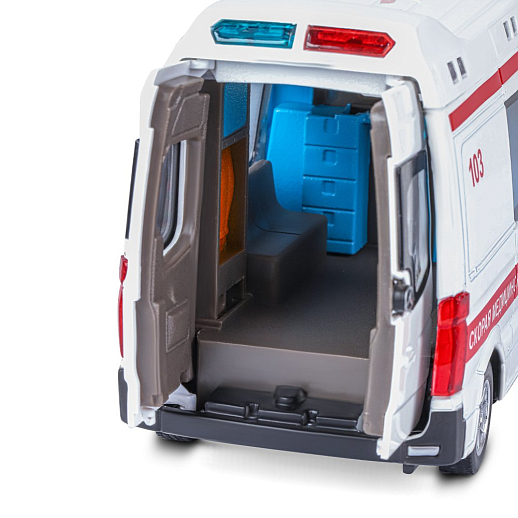 ТМ "Автопанорама" Машинка металлическая 1:32 Mercedes Sprinter "Скорая помощь", белый, откр. передние, боковая и задние двери, свет, звук, инерция, в/к 17,5*13,5*9 см в Джамбо Тойз #21
