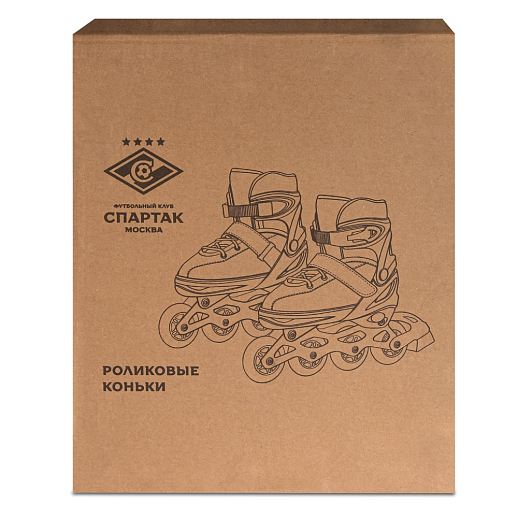 Роликовые коньки ФК Спартак, красный-белый, PU колеса, переднее колесо со светом, подшипники ABEC 7, пластиковый мысок, в/к 5сл гофорокартон в Джамбо Тойз #6