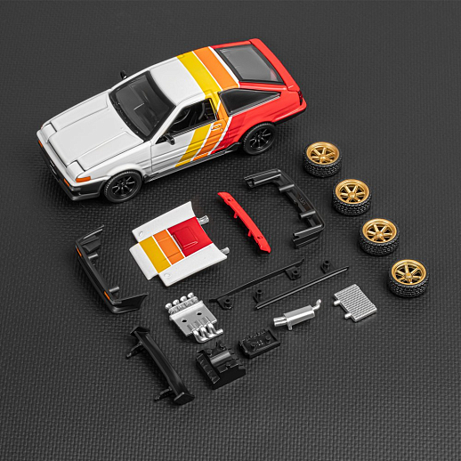 Машинка металлическая 1:37 Toyota Sprinter Trueno (AE86), белый, тюнинг, откр. двери, свободный ход колес, в/к 23,5*10*4 см в Джамбо Тойз #10