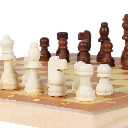 Настольная игра "3в1 - Шахматы, шашки, нарды", дерево, размер доски 29х29 см, в/к 29.7х15.3х4.5 см в Джамбо Тойз #7