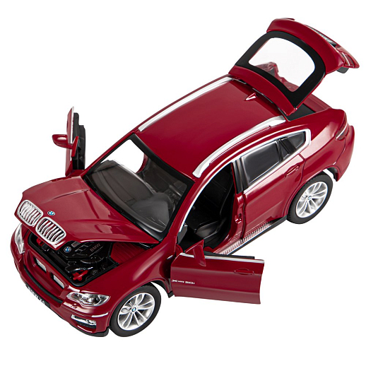 ТМ "Автопанорама" Машинка металлическая 1:26 BMW X6, бордовый, откр. двери, капот и багажник, свободный ход колес, в/к 24,5*12,5*10,5 см в Джамбо Тойз #14