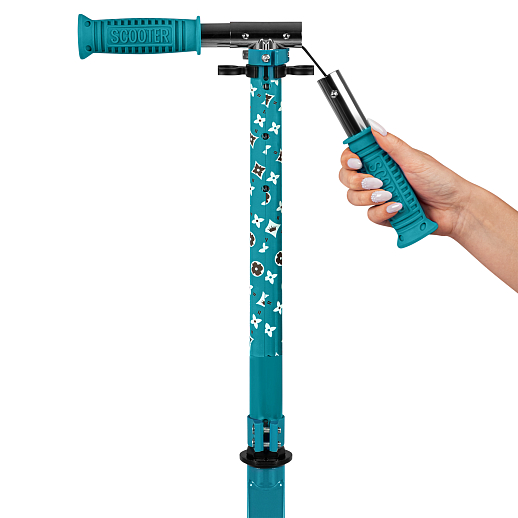 Самокат из 100% стали с полиуретановым колесом диаметром 145 мм, подшипником ABEC-7 грипсы TPR Размер изделия: 76 * 32 * 96 см Упаковка: 1 шт / коробка, 23*12*68.5 см размер деки:: 51X12 см, зеленый в Джамбо Тойз #8