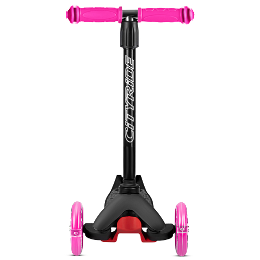 Самокат трехколесный City-Ride xd4, пакет, Дека: PP+нейлон, колеса PVC 110/76 свет, руль металл телеск., цвет черный/розовый в Джамбо Тойз #3