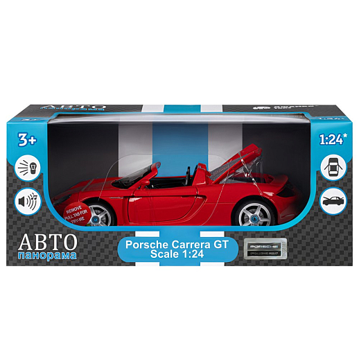 ТМ "Автопанорама" Машинка металлическая, 1:24, Porsche Carrera GT, красный, откр. двери, капот и багажник, свет, звук, свободный ход колес, в/к 24,5х12,5х10,5 см в Джамбо Тойз #20