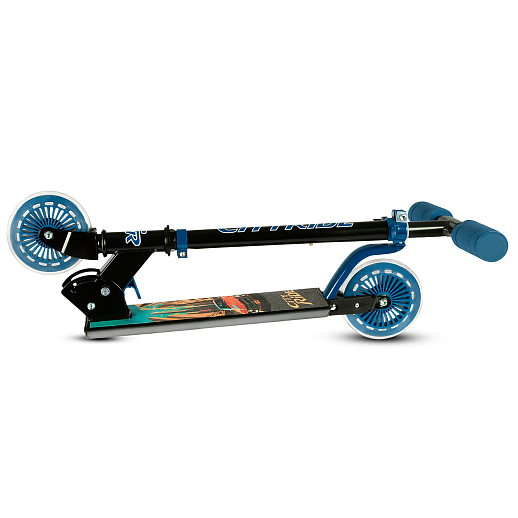 2хкол. самокат CITYRIDE HW 120MM, 100% сталь, мягкие грипсы 95мм, колеса PVC 120/120 мм, черный - синий в Джамбо Тойз #9
