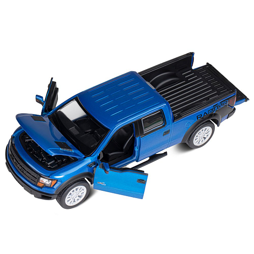 ТМ "Автопанорама" Машинка металлическая 1:34 Ford F-150 SVT Raptor,синий, свет, звук, откр. двери, капот и задняя дверка, инерция, в/к 20*10*11 см в Джамбо Тойз #11