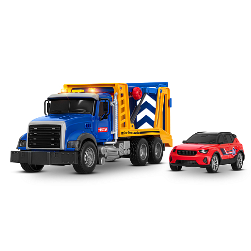 AUTODRIVE_Фрикционный Автовоз с машинкой, подвижные элементы,звук,свет,на бат.,в гофрокор. 34,5*14,5*12см в Джамбо Тойз #19