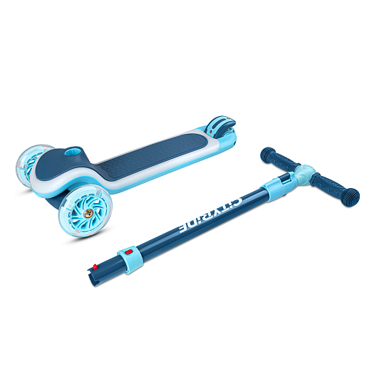 Самокат 3хколесный City-Ride (пакет). Руль телеск.: металл. с резин.грипсами. дека со светом по контуру,  Колеса: 120/76 PU со светом. Возраст: от 3 лет Подшипник: Аbec-7, синий в Джамбо Тойз #4