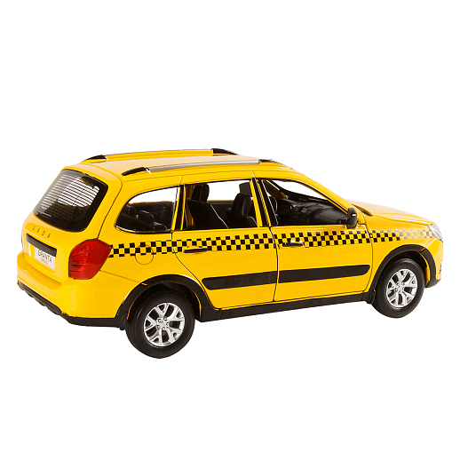 Машинка металлическая Автопанорама, инерционная, коллекционная модель LADA GRANTA CROSS "ТАКСИ", масштаб 1:24, свет, звук, открываются 4 двери, капот, багажник, желтый, в/к 24,5*12,5*10,5 см в Джамбо Тойз #5