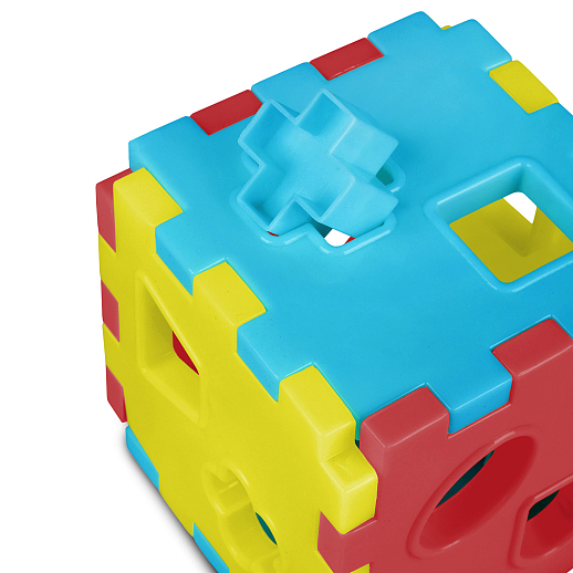 ТМ "Компания Друзей" Сортер КУБ, в сетке  желто-сине-красный, в сетке 10,5х10,5х10,5 см в Джамбо Тойз #6