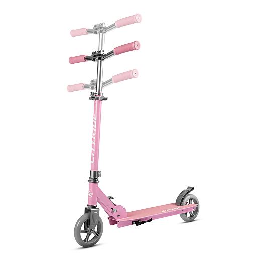 Самокат 2хколесный Материал: Алюминий.Колесо: 145 мм PU,Размер в разложенном виде: 76X36X95 см¶Размер деки: 51X12 см¶Цвет: розовый в Джамбо Тойз #15