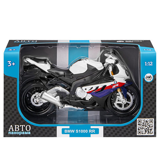 ТМ "Автопанорама" Мотоцикл металл. 1:12 BMW S1000RR, белый, свободный ход колес, в/к 7,1*11,7*20,6 см в Джамбо Тойз #4
