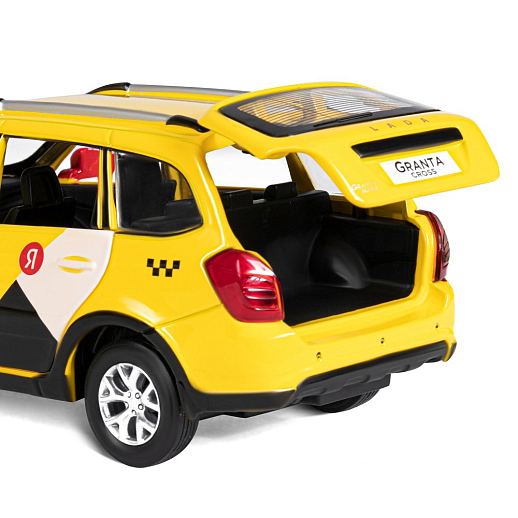 Машинка металлическая Яндекс Go, инерционная, коллекционная модель 1:24 LADA GRANTA CROSS, цвет желтый, открываются 4 двери, капот, багажник, свет, звук, в/к 24,5*12,5*10,5 см в Джамбо Тойз #12