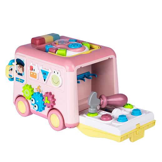 ТМ "Smart Baby" Развивающая игрушка "Автобус" цвет розовый, Шаинский, 57 звуков, стихов, мелодий, песен. Сказки и загадки. Свет, звук, регулирующаяся громкость, в/к 31х22,5х23,5 см в Джамбо Тойз #19