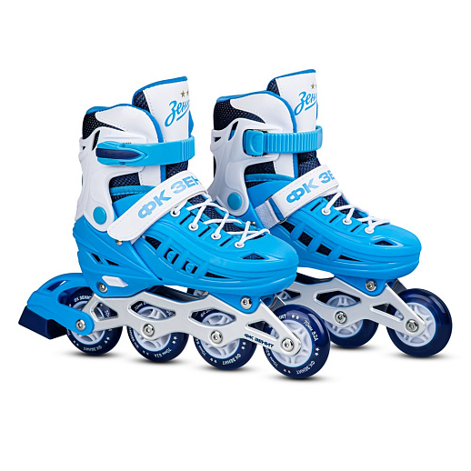 Роликовые коньки Зенит, голубой-белый, PU колеса, переднее колесо со светом, подшипники ABEC 7, пластиковый мысок, нейлоновая сумка, в/к 5сл гофрокартон в Джамбо Тойз #2