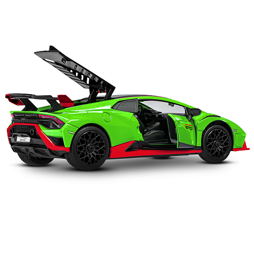 ТМ "Автопанорама" Машинка металлическая, 1:32 Lamborghini STO, зеленый, принт, откр. двери и багажник, свет, звук, инерция, в/к 17,5*12,5*6,5 см в Джамбо Тойз #18