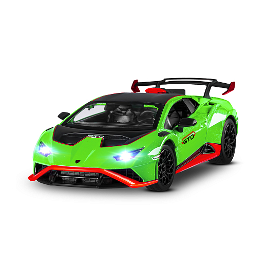 ТМ "Автопанорама" Машинка металлическая, 1:32 Lamborghini STO, зеленый, принт, откр. двери и багажник, свет, звук, инерция, в/к 17,5*12,5*6,5 см в Джамбо Тойз #6